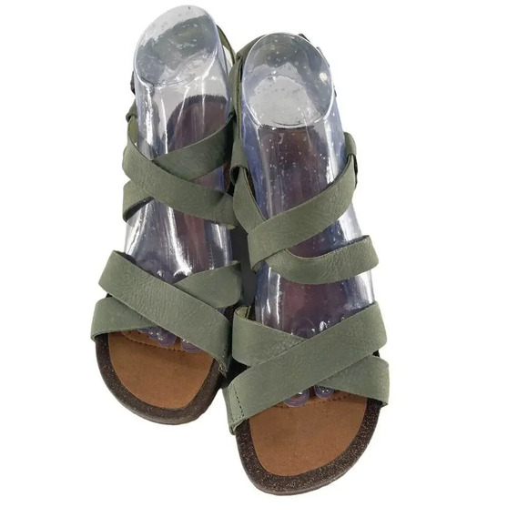 Teva Mahonia Cross Strap Comfortable Leather Wedge Sandals Green size US 9 EU 40 - Picture 11 of 16